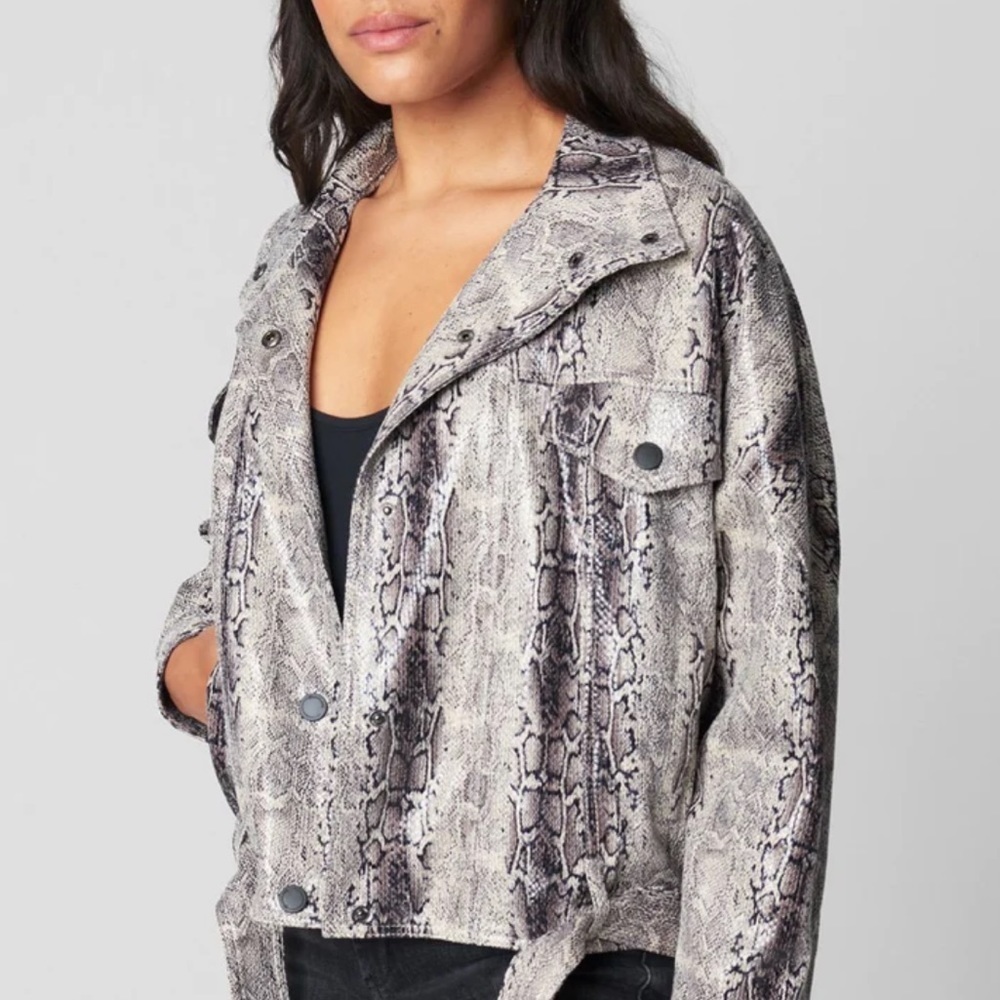Blank NYC Here I Go Again Jacket Faux Leather Snake Print Size Small NWT